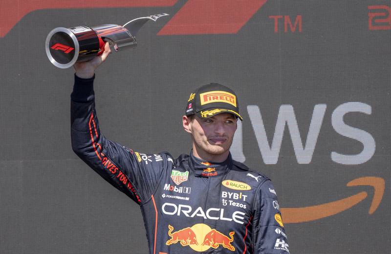 Red Bull Racing's Max Verstappen celebrates after winning the Canadian Grand Prix. AP