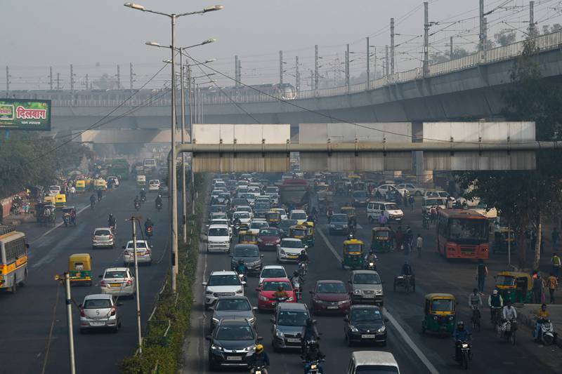 A street in New Delhi. India's GDP rose in third quarter, driven mainly by fixed investment and private consumption. AFP
