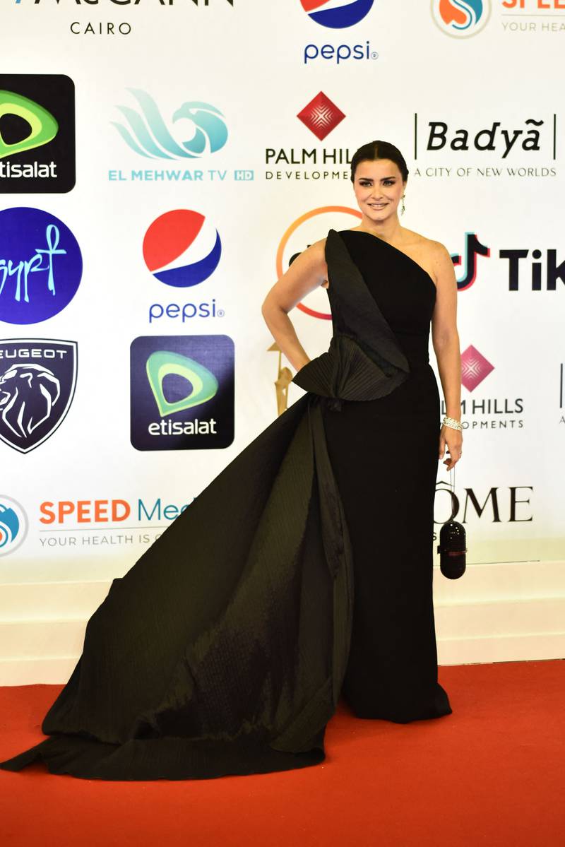 Lebanese actress Nour on the red carpet at the Cairo Opera House.