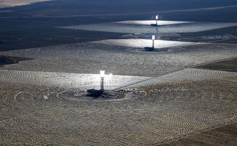 Most of the $1.6 billion financing for the Ivanpah solar electric generating system was secured by developer BrightSource through US government loans, but Google has invested $168 million in the project. Ethan Miller / Getty Images / AFP