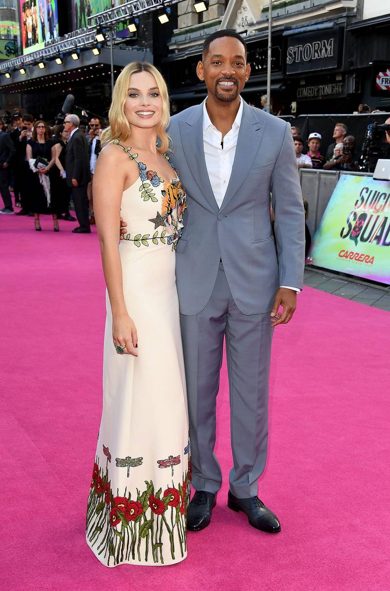 LONDON, ENGLAND - AUGUST 03:  Margot Robbie and Will Smith attend the Suicide Squad European Premiere sponsored by Carrera on August 3, 2016 in London, England.  (Photo by Stuart C. Wilson/Getty Images for carrera)