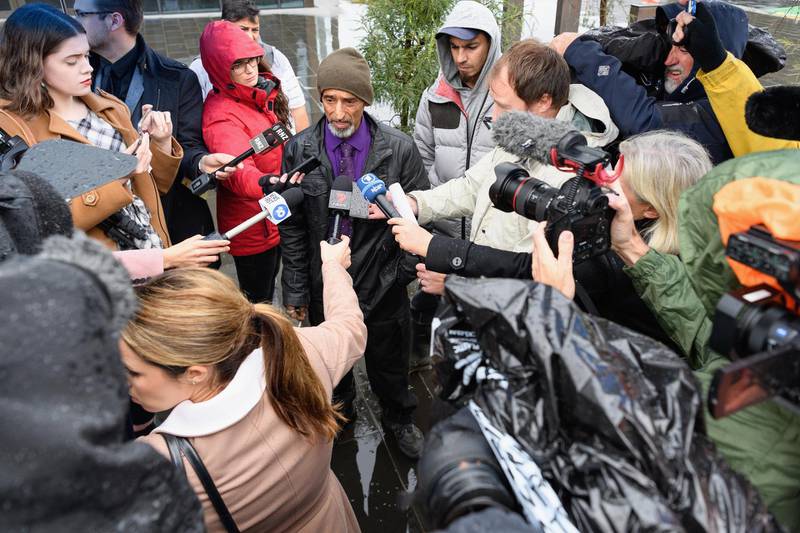 CHRISTCHURCH, NEW ZEALAND - APRIL 05: Omar Nabi, whose father Daoud Nabi was killed at Al Noor mosque, speaks to the media after leaving Christchurch High Court on April 05, 2019 in Christchurch, New Zealand. Accused gunman Brenton Harrison Tarrant is facing 50 murder charges and 39 attempted murder charges after opening fire at Al Noor Mosque and the Linwood Islamic Centre in Christchurch on Friday, 15 March. 50 people were killed, and dozens were injured in what is the worst mass shooting in New Zealand's history. Tarrant will appear via video link from New Zealand's only maximum security prison in Paremoremo, Auckland. Justice Cameron Mander declined all media requests to film or photograph proceedings in court, in the interests of preserving the integrity of the trial process and ensuring a fair trial.  (Photo by Kai Schwoerer/Getty Images)