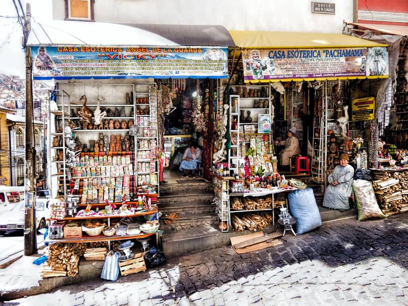 La Paz's witches market or Mercada De la Brojas is a cavern of talisman, herbal remedies and unorthodox finds. Courtesy Dan Lunberg / flickr 