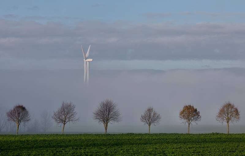 A power-generating wind turbine on a cloudy day near Wavre, Belgium. Reuters