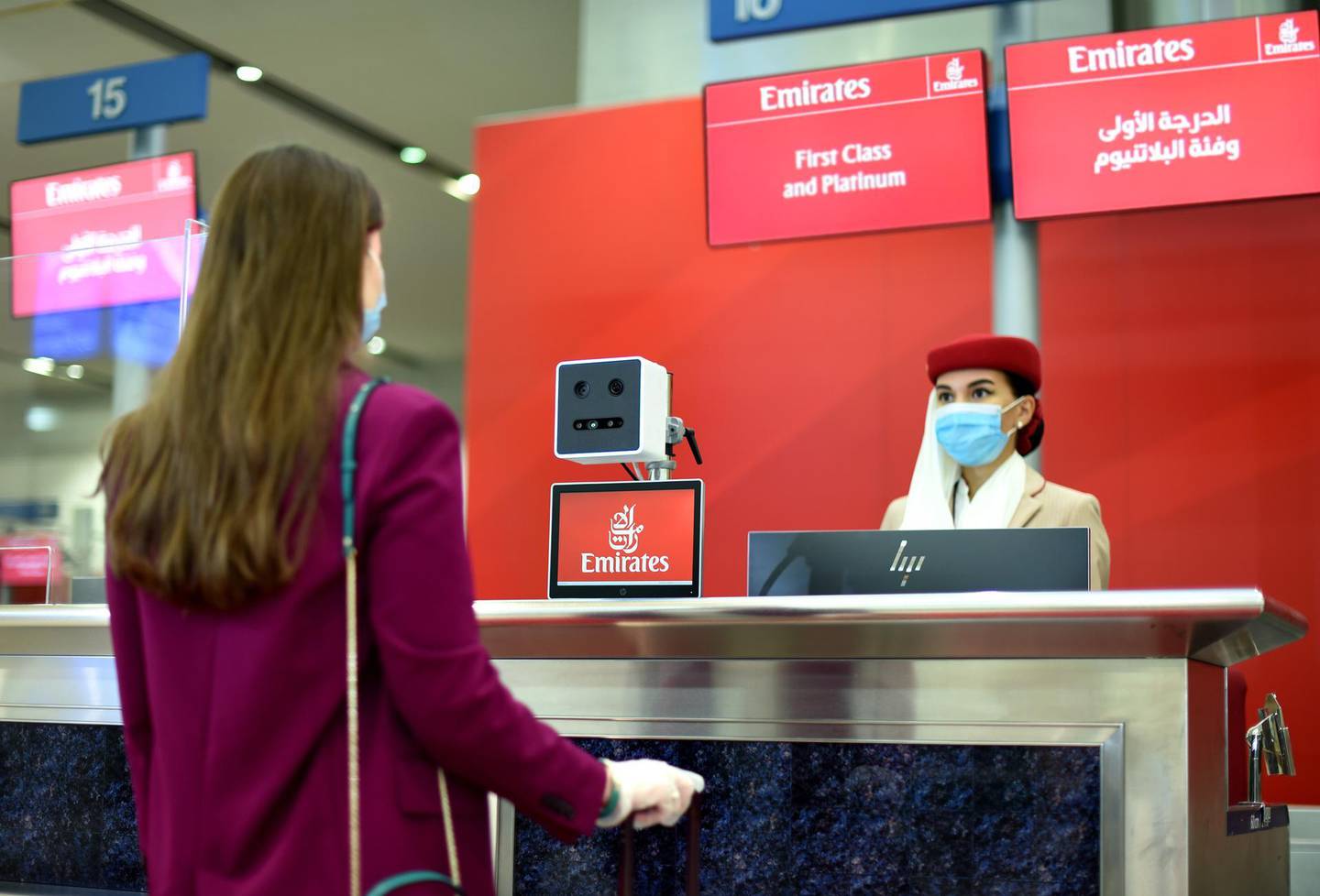 Emirates' biometric path at Dubai International airport allows for a contactless airport experience on some flights. Courtesy Emirates 