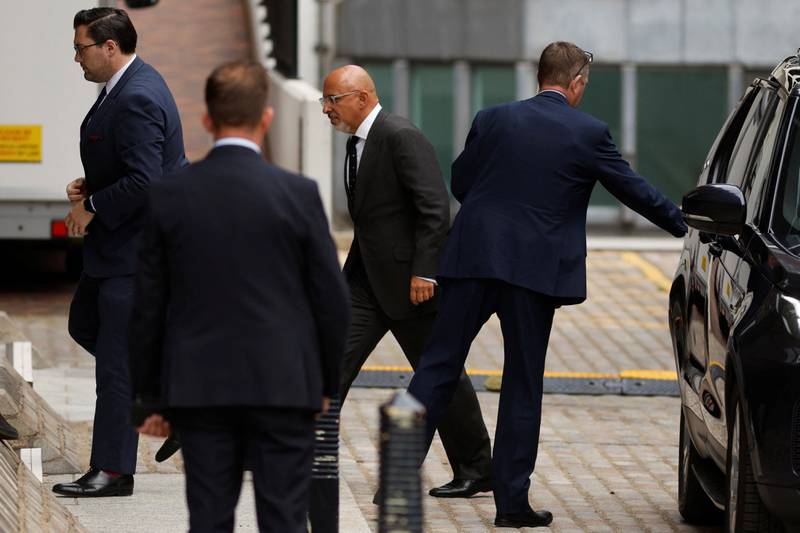The UK's Chancellor of the Exchequer Nadhim Zahawi arrives for the prime minister announcement at the Queen Elizabeth II Centre. Reuters