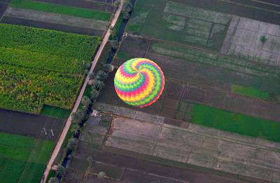 A hot air balloon ride over the West Bank of Luxor. Courtesy Around Egypt in 60 Days