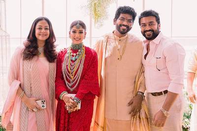 South Indian actors and couple, Suriya and Jyothika, with the newly-weds.