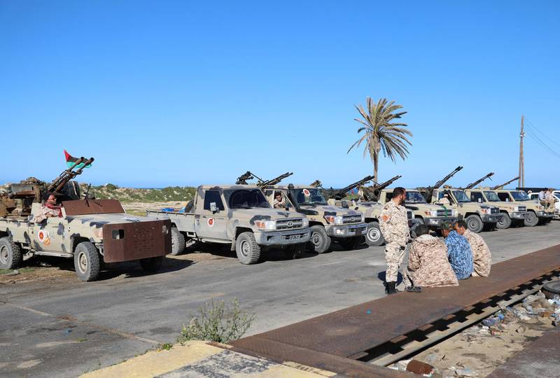 Military vehicles of Misrata forces, under the protection of Tripoli's forces, are seen in Tajura neighborhood, east of Tripoli, Libya. Reuters