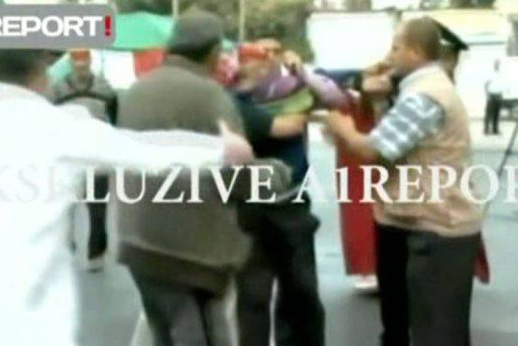 Video: A protester sets himself on fire in Albania