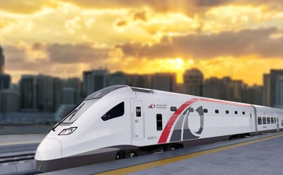 Etihad Rail's trains will travel at up to 200kph and can each carry about 400 people. Photo: Etihad Rail

