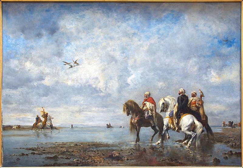 Fromentin's Orientalist painting of an Algerian falcon hunt (1885).
