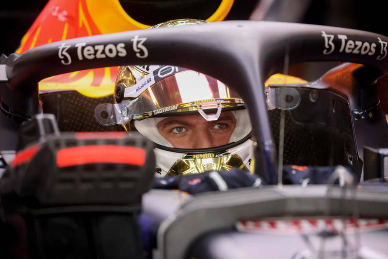 Red Bull's Dutch driver Max Verstappen sits in his car during the third practice session. AFP