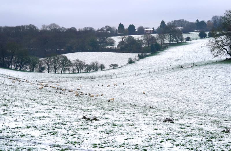 Whitened fields near Addington in Kent. PA