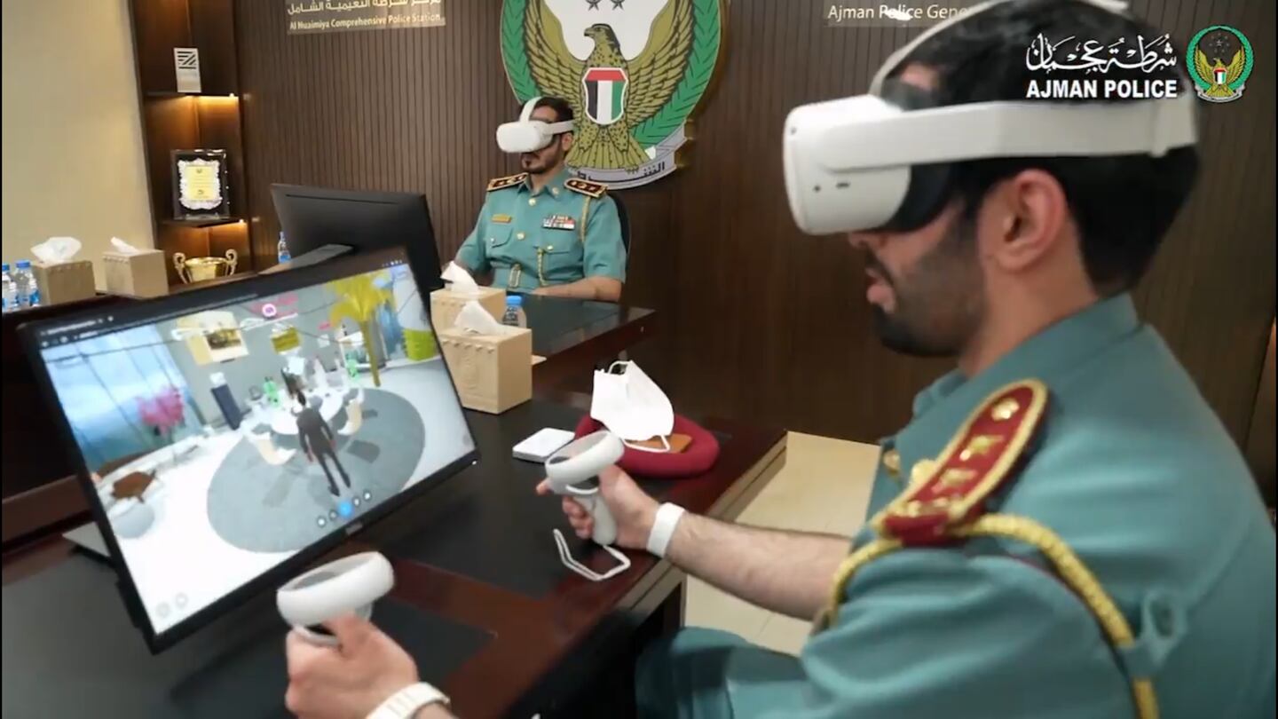 Members of the public can also meet and interact with the Ajman Police in the metaverse, where avatars of officers will answer people's questions.  Photo: Ajman Police