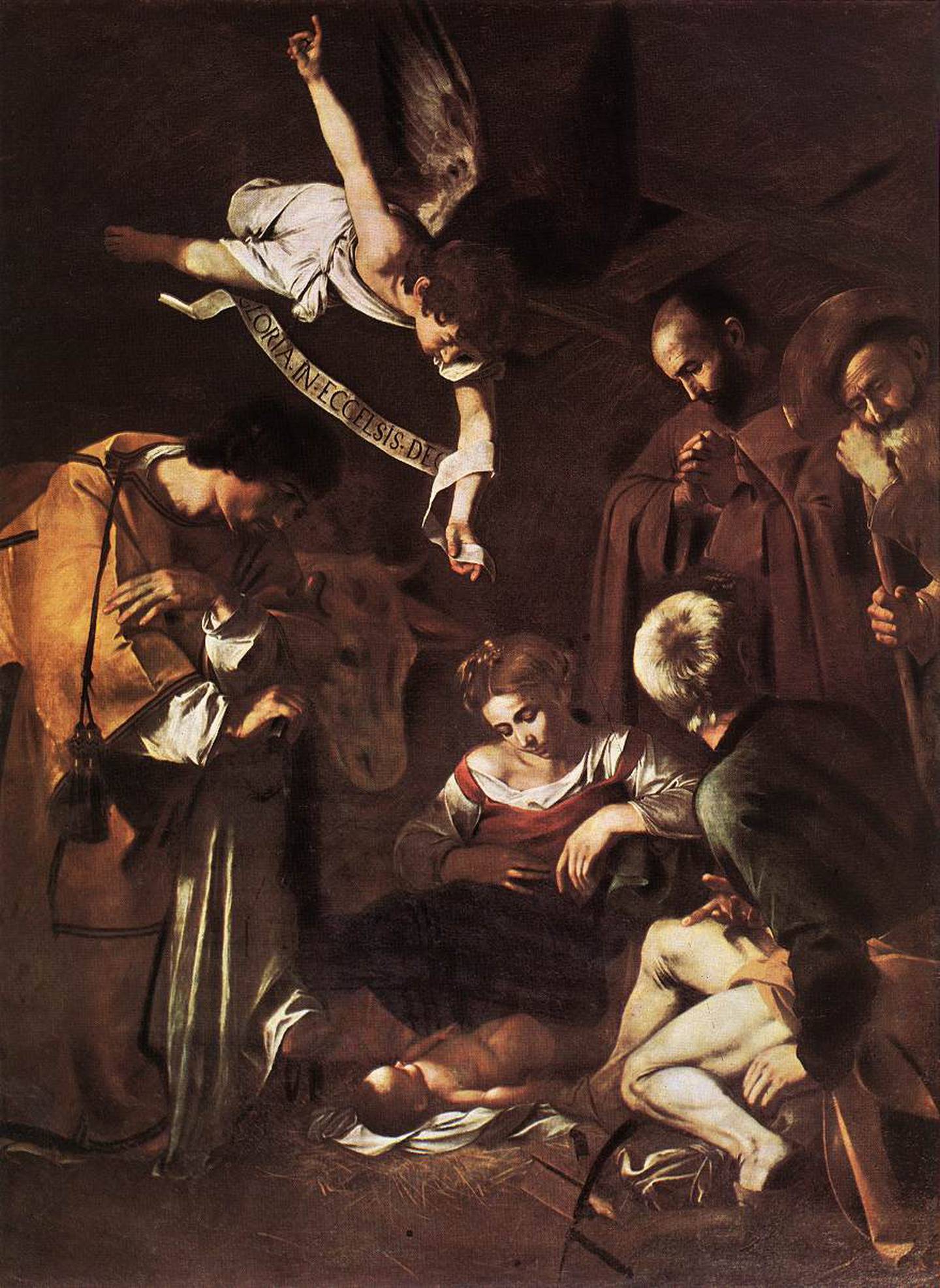 The enormous 'Nativity with St Francis and St Lawrence' by Caravaggio. Photo: Commons