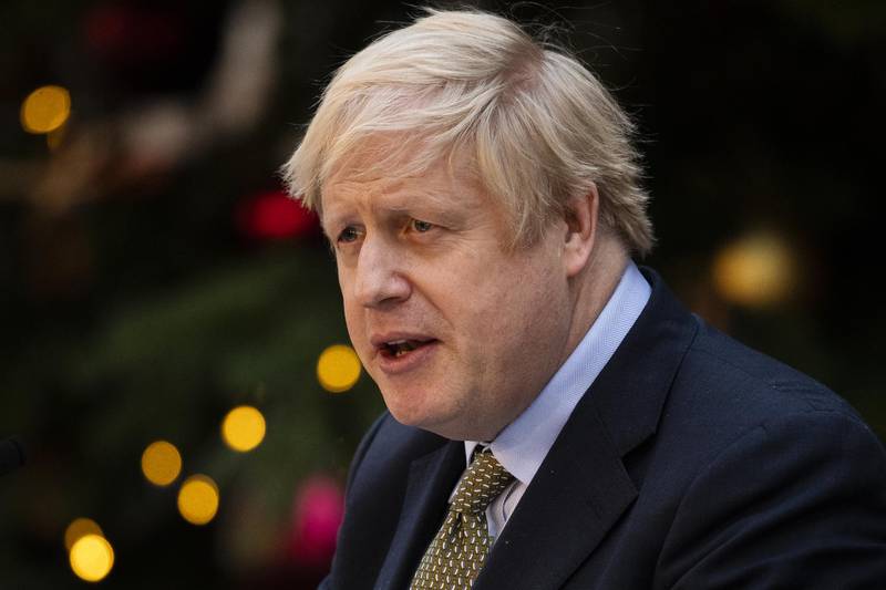 LONDON, ENGLAND - DECEMBER 13: Prime Minister Boris Johnson makes a statement in Downing Street after receiving permission to form the next government during an audience with Queen Elizabeth II at Buckingham Palace earlier today, on December 13, 2019 in London, England. The Conservative Party have realised a decisive win in the UK General Election. With one seat left to declare they have won 364 of the 650 seats available. Prime Minister Boris Johnson called the first UK winter election for nearly a century in an attempt to gain a working majority to break the parliamentary deadlock over Brexit. working majority to break the parliamentary deadlock over Brexit. He said at an early morning press conference that he would repay the trust of voters. (Photo by Dan Kitwood/Getty Images)