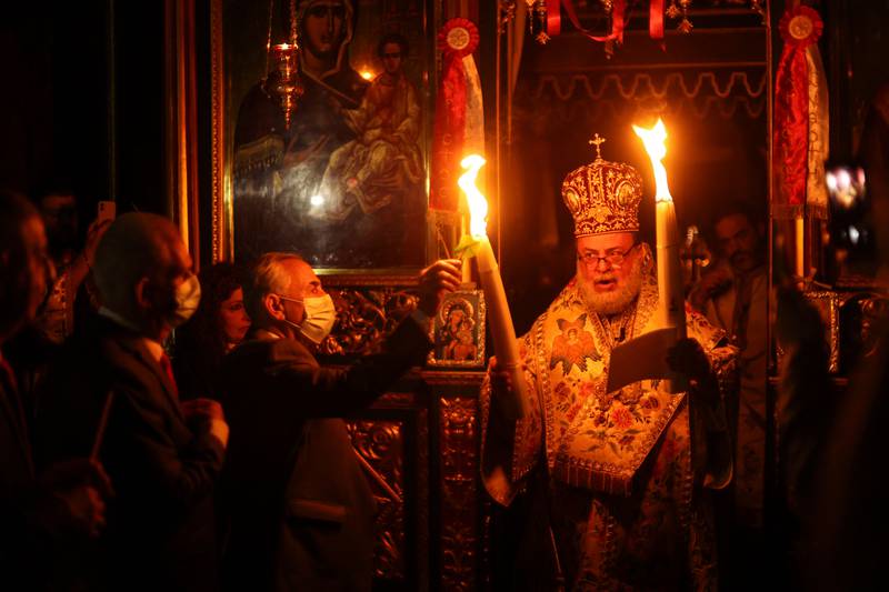  Orthodox Christian believers mark the Holy Week of Easter in celebration of the crucifixion and resurrection of Jesus Christ.  
 AFP