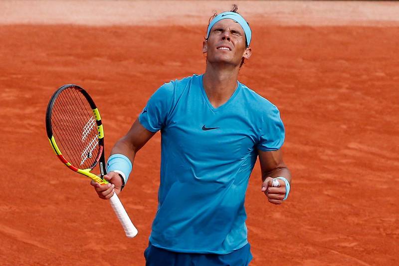 Spain's Rafael Nadal reacts as he plays Austria's Dominic Thiem. Thibault Camus / AP Photo