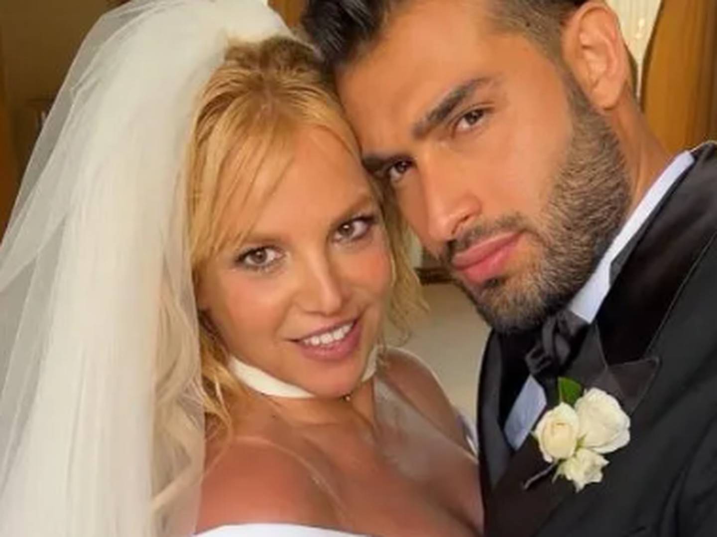 Britney Spears wore a Versace gown and Charlotte Tilbury make-up for her wedding to Sam Asghari. Photo: Charlotte Tilbury