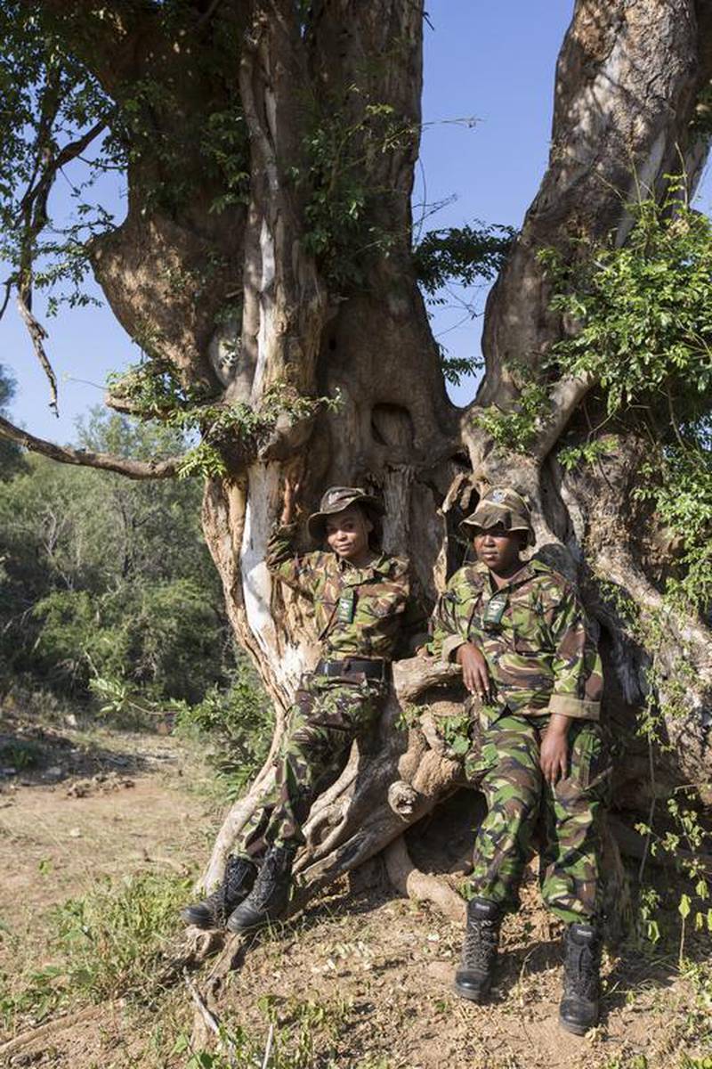 The Black Mambas team educates communities on conservation and stands in the way of poaching gangs. 