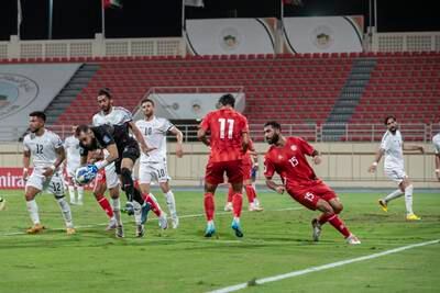 Action from the Fifa World Cup qualifier between Palestine and Lebanon. Antonie Robertson/The National