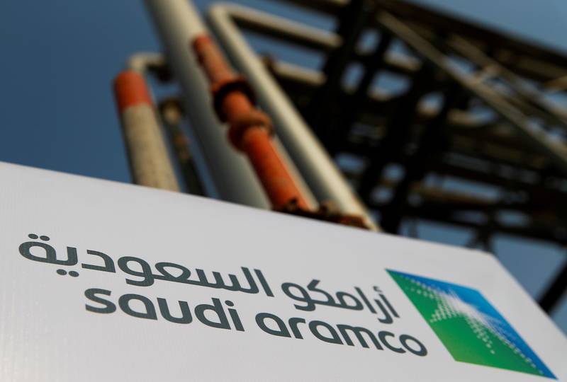 FILE PHOTO: The Saudi Aramco logo is pictured at the company's oil facility in Abqaiq, Saudi Arabia, October 12, 2019. REUTERS/Maxim Shemetov/File Photo