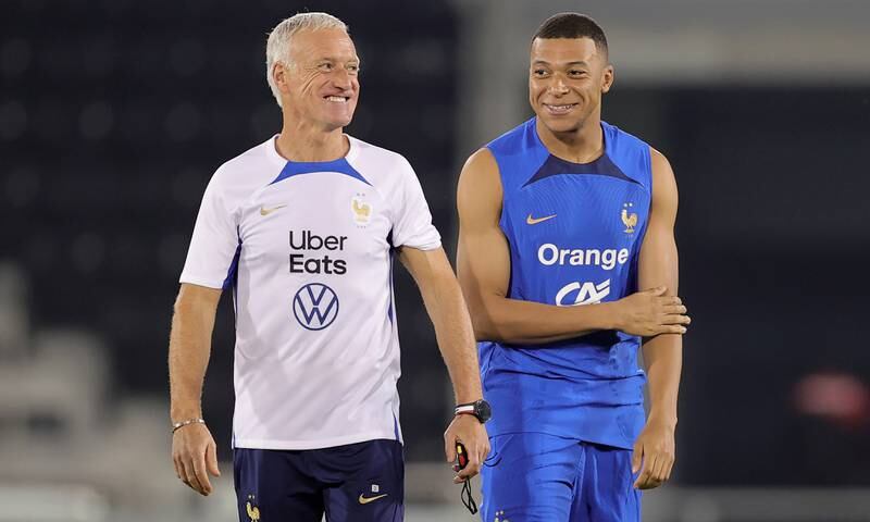 France manager Didier Deschamps with Kylian Mbappe. EPA