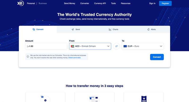 XE currency exchange has a nifty app.