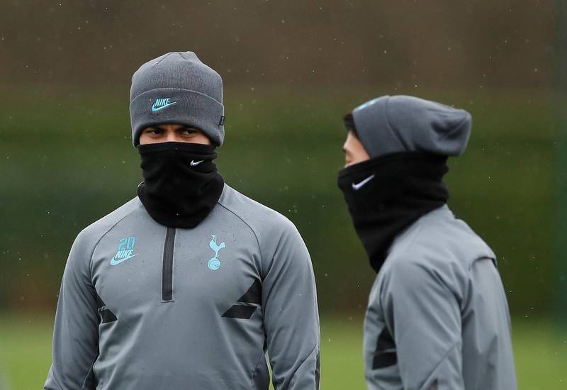 Tottenham Hotspur's Dele Alli and Son Heung-min during training. Reuters
