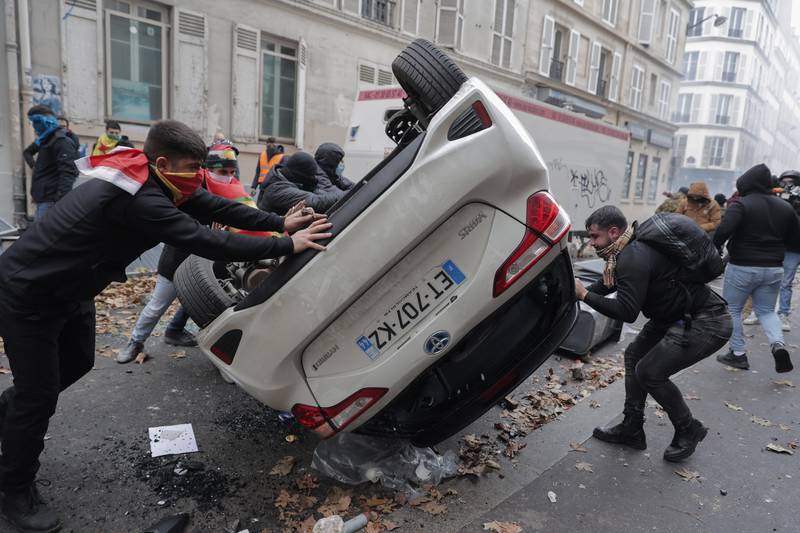 Demonstrations in Paris continue after the recent shooting at the city's Kurdish culture centre. AP
