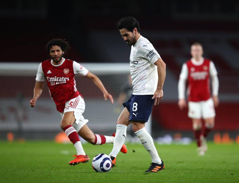 Ilkay Gundogan 6 – He had chances either side of the break, his shot in the second half palmed away by Leno. This wasn’t his best game though and he was sometimes wasteful in and around the Arsenal box.  Getty