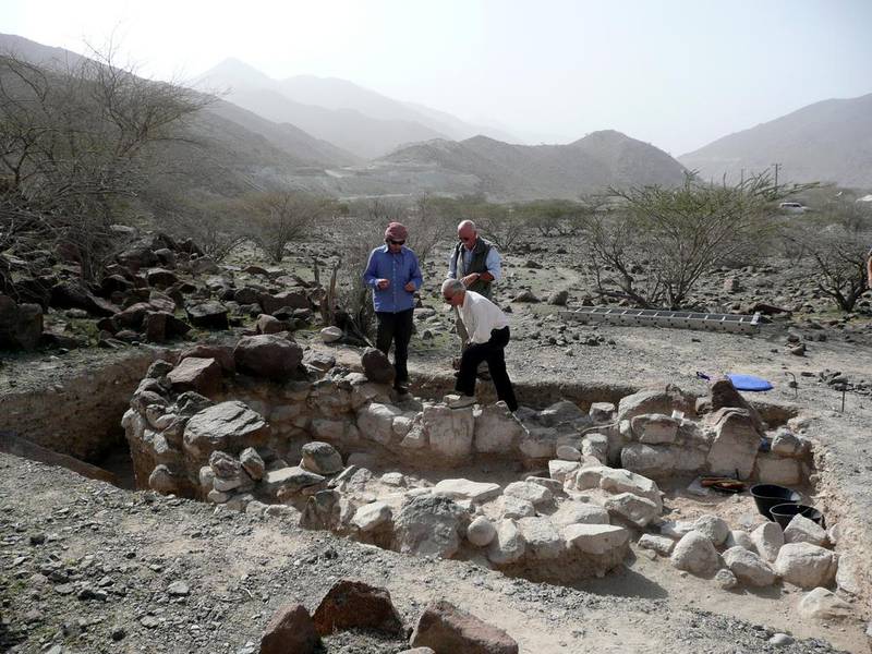 A team of German archaeologists in Wadi Al Hilo in Sharjah. Work at the Bronze Age site uncovered copper smelting workshops, hammers, anvils and other tools. Photos courtesy Sharjah Department of Culture and Information