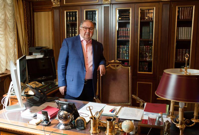 Alisher Usmanov, Russian billionaire, poses for a photograph at his office in Moscow, Russia, on Thursday, April 6, 2017. Arsenal’s second-biggest shareholder Usmanov said the London soccer team’s embattled coach should help pick his eventual successor and the board and main investor are also responsible for a recent lack of success. Photographer: Andrey Rudakov/Bloomberg
