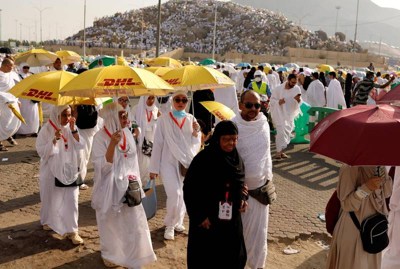 Muslims gather at the foot of Mount Arafat. Reuters