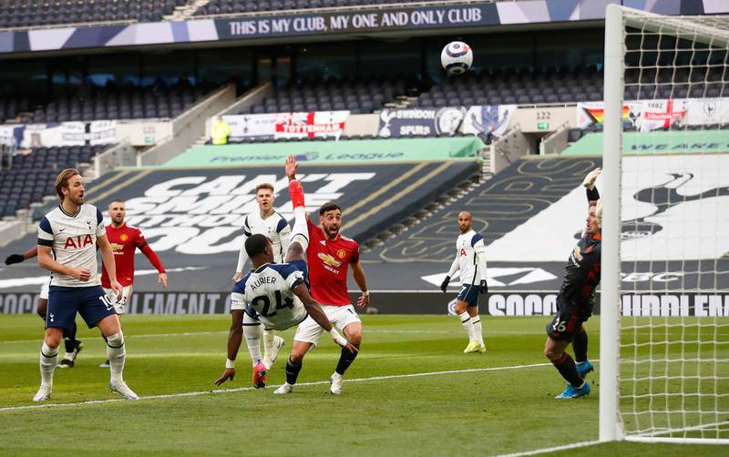Spurs' Serge Aurier attempts an overhead kick. Getty