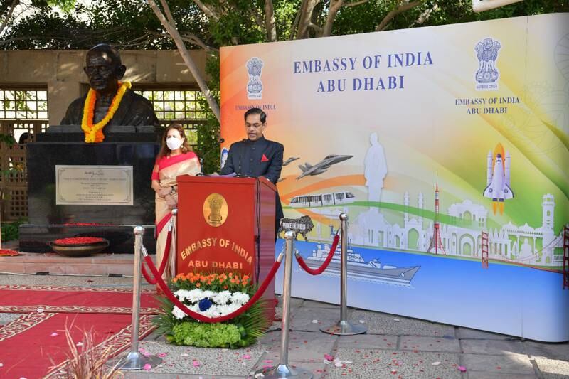 The Indian Ambasaador Sunjay Sudhir makes the speech at a Republic Day event. Photo: Indian Embassy