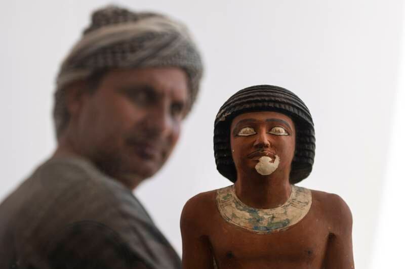 A statue that is among artefacts found recently in Saqqara. EPA