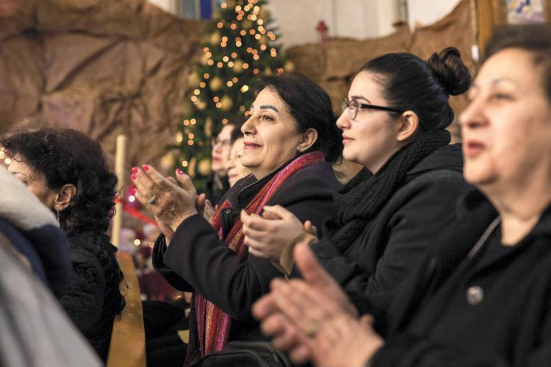 The Armenian church of Qamishli during a recital in honor of Father Joseph Hanna Bedoyan. December 21, 2019. Thibault Lefébure for The National