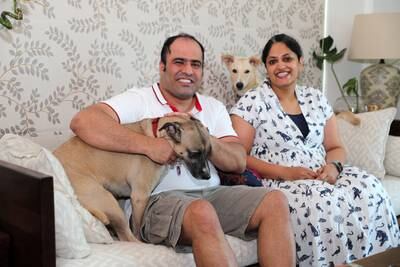 The couple share the home, which is part of the Jumeirah Islands community, with rescue dogs Cora and Gareesa