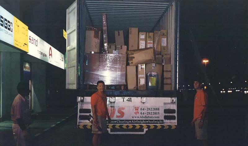 Wolfgang Hohmann unloads the container he brought from Germany to stock his first store in Dubai. Photo: Wolfi's