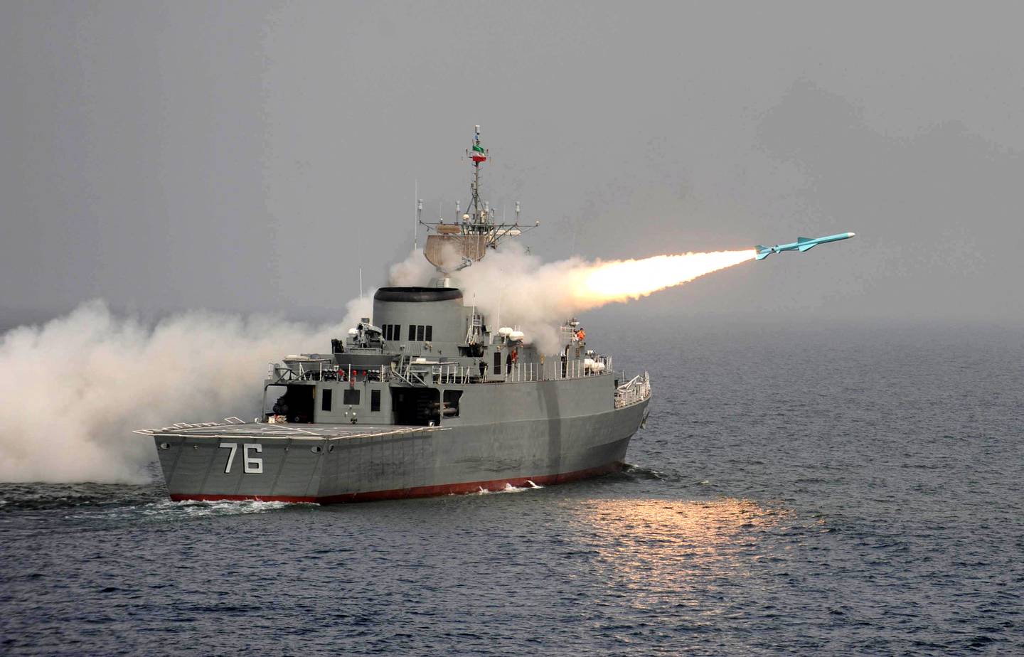 An Iranian warship firing a missile during a military exercise in November. AFP