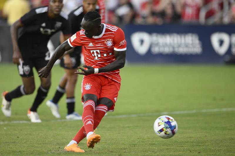 Sadio Mane scores a penalty for Bayern during the first half of the pre-season friendly against DC United. AP