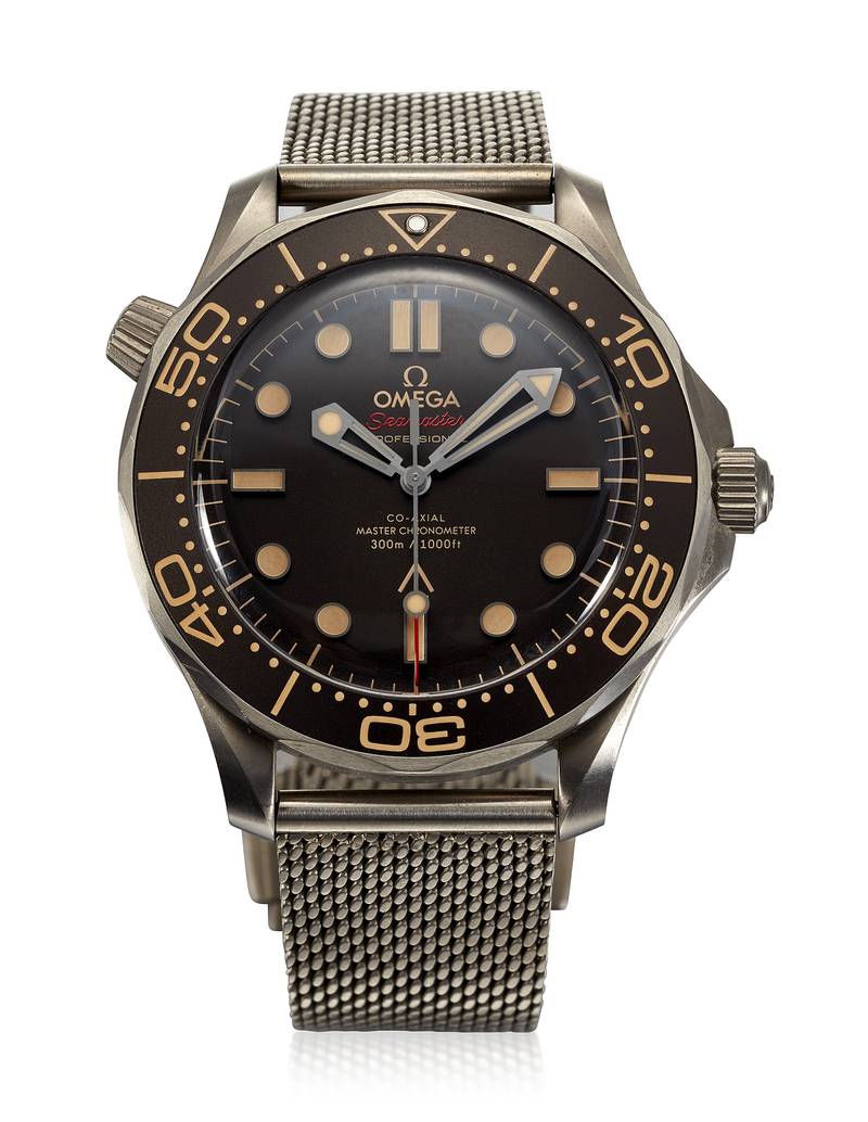 An Omega Seamaster Diver 300m 007 Edition watch, worn by Daniel Craig in 'No Time To Die'. Estimate: £15,000-£20,000. Photo: Christie's