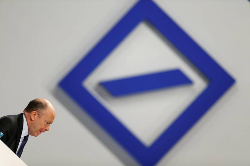 FILE PHOTO: Deutsche Bank CEO John Cryan speaks during the bank's annual general meeting in Frankfurt, Germany May 18, 2017.  REUTERS/Ralph Orlowski/File Photo