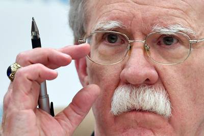(FILES) In this file photo taken on October 23, 2018 John Bolton, National Security Adviser to the US President Donald Trump, gives a press conference in Moscow. The White House imposed "tough" new sanctions against Venezuela on November 1, 2018, denouncing Caracas as being part of a "troika of tyranny" that also includes Cuba and Nicaragua. National Security Advisor John Bolton told an audience in Miami the sanctions would particularly target Venezuela's gold sector, which "has been used as a bastion to finance illicit activities, to fill its coffers and to support criminal groups."
 / AFP / Yuri KADOBNOV
