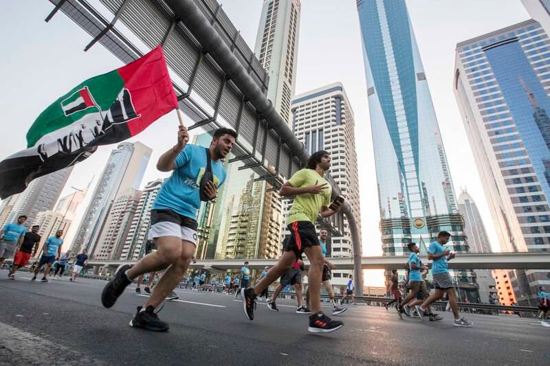 The annual event is the culmination of the month-long Dubai Fitness Challenge, where UAE citizens, residents and visitors are invited to take part in 30 minutes of exercise, every day for 30 days. Ruel Pableo / The National