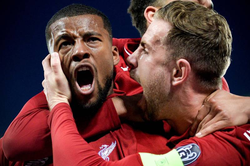Georginio Wijnaldum: 9/10: Came on for the injured Andy Robertson and turned the game with two goals in as many minutes. His header for the third goal was a thing of beauty. Few substitutes have made a greater impact on a match of such magnitude. AFP