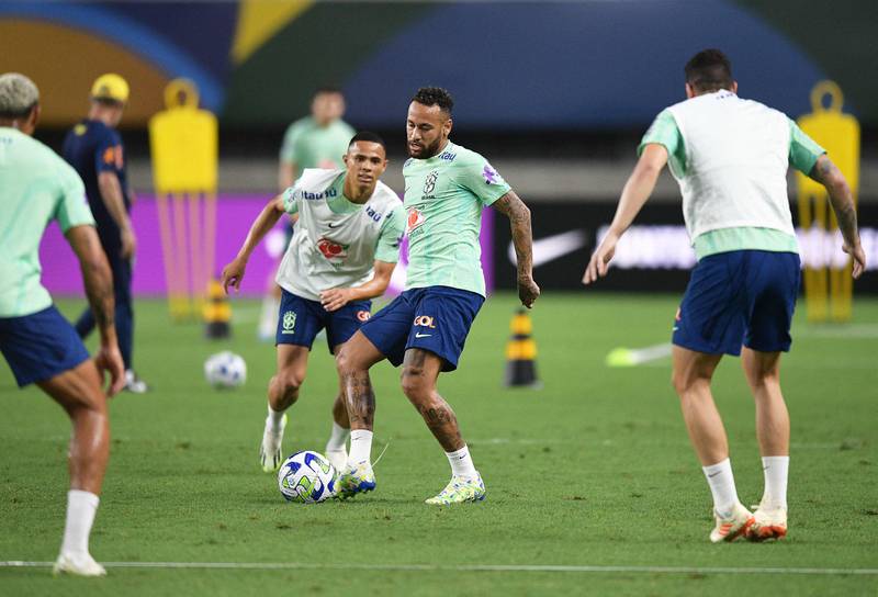 Brazil forward Neymar training at the Mangueirao stadium in Belem, Para State, Brazil, on September 5, 2023. Brazil take on Bolivia in a 2026 Fifa World Cup qualifier on September 8. AFP