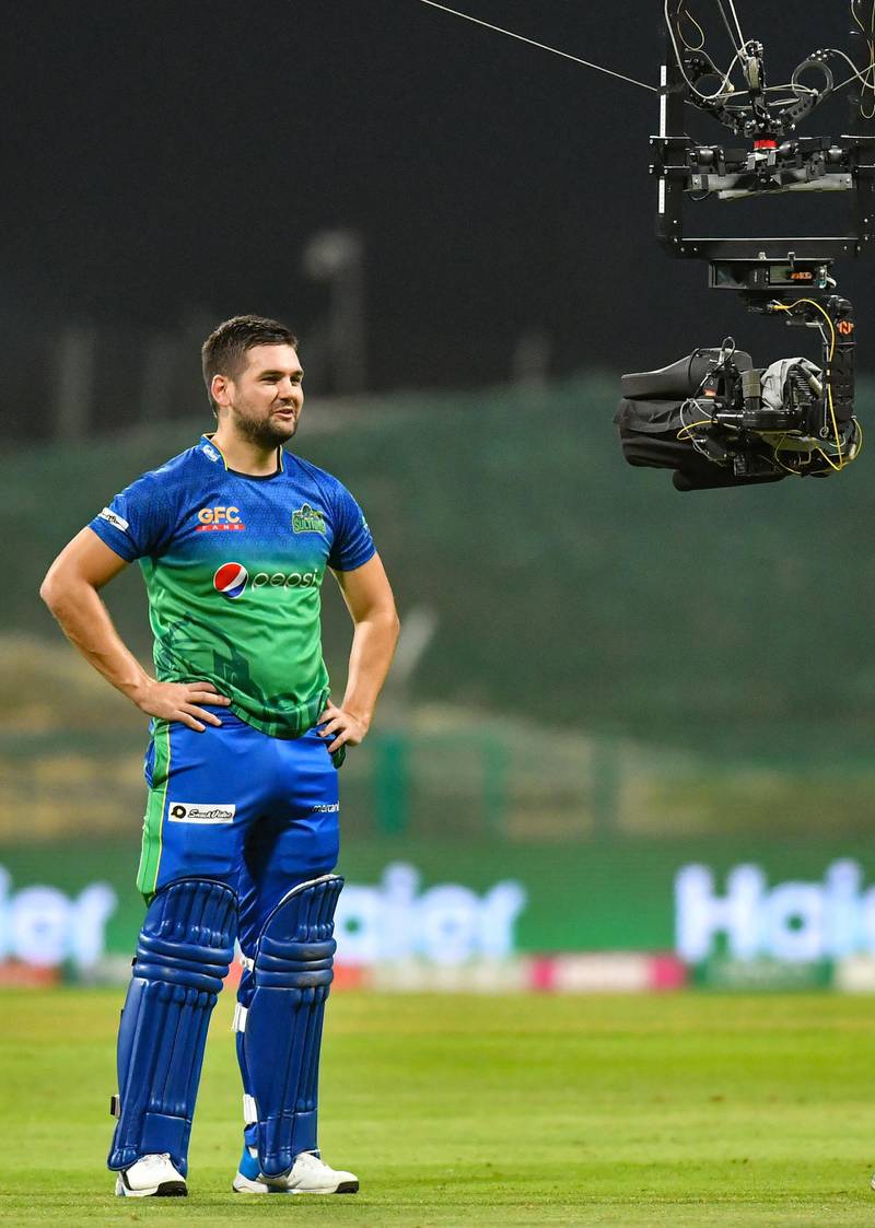 Rilee Rossouw gives an on-field interview. Courtesy PSL